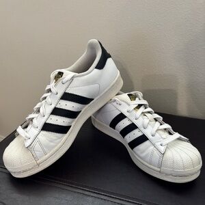 Men’s Adidas Superstar Shoes, Low Top Sneakers, Rubber Outsole Black White 4.5